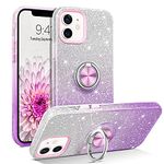 BENTOBEN iPhone 12 Case, iPhone 12 Pro Case, Slim Fit Glitter Sparkly with 360Ã‚° Ring Holder Kickstand Magnetic Car Mount Supported Protective Girls Women Cover for iPhone 12/12 Pro 6.1ââ‚¬Å“, Purple