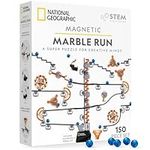 NATIONAL GEOGRAPHIC Magnetic Marble Run -STEM Building Set for Kids & Adults with Magnetic Track & Trick Pieces, & Marbles for Building A Marble Maze Anywhere Magnets Stick