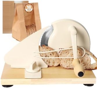 Manual Bread Slicer for Homemade Sourdough Bread, Adjustable Thickness&Evenly Slicing, Hand Crank Bread Slicer with Scale Line and Suction Cup, Serrated Blade Design, Patent:USD105861 (cream)