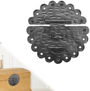 1 Pack 6 Inch Furniture Hasp for Gates - Black - Heavy Duty Decorative Metal Hasps - Handmade Rustic Iron Furniture Hasps for Door, Drawer, Chests, Cupboard and Trunks - The Hacienda Series