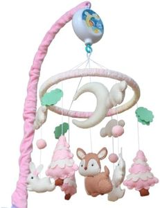 Pink Woodland Baby Mobile for Crib | Forest Animals Crib Mobile for Girls | Musical Baby Crib Mobile with 12 Lullabies | Pink Woodland Nursery Decor Gift