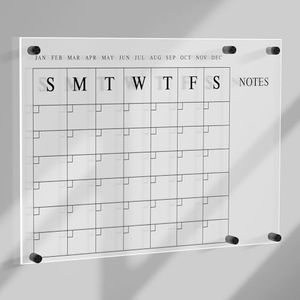 E-Konector Large Acrylic Dry Erase Wall Calendar - 23 x 16 Inches (58 x 41 cm) Acrylic Calendar for Wall Clear Dry Erase Calender - Modern Design - Reusable Board for Home Office and Family Use