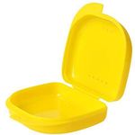 AidShunn Retainer Box Denture Cleaner Case Teeth Retainers Denture Bath Slim Orthodontic Dental Case for Bleaching Trays,Mouth, Guard, Brace, Ear Plugs, Chewies (Yellow)