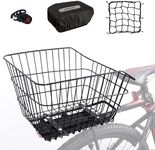 RAYMACE Rear Bike Basket with Waterproof Cover,Bicycle Cargo Rack Storage Basket Mount for Back Under Seat (Metal Wire)