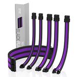 EZDIY-FAB Sleeved Cable - Cable Extension for Power Supply with Extra Sleeved 24 PIN 8PIN 6PIN 4+4 PIN with Combs-Black and Purple