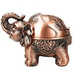 LAUYOO Metal Elephant Ashtray with Lid Windproof Ashtray Outdoor, Indoor Ashtray Ash Tray for Weed, Vintage Practical Decoration Ashtrays for Cigarettes Great Gift for Men Women