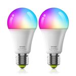 GRIFEMA E27 Smart Bulb, Colour Changing Alexa Light Bulbs, Work with Alexa, 10W Screw Dimmable, Energy Saving, RGB + CCT Million 16 Colors, 10W, 2700K-6500K, 2 Pack, GD1003-2 [Energy Class G]