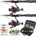 Ghosthorn Fishing Rod and Reel Combo Collapsible Fishing Pole Telescopic Fishing Rod Combo Travel Portable Fishing Set Carbon Fiber with Carrier Bag for Saltwater Freshwater