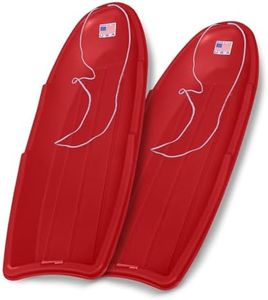Flexible Flyer Winter Lightning Snow Sleds for Kids and Adults (2-Pack, Red) - 48 Inch Toboggan Style Plastic Sled with Hard Bottom for Fast, Smooth Rides - 1 or 2 Riders
