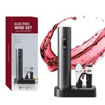 Electric Wine Bottle Opener Set,Corkscrew Bottle Opener with Foil Cutter and Base,Automatic Wine Opener,Cork Pops Wine Accessories,The Perfect Cork Screw Wine Bottle Opener,Battery Powered(Black)