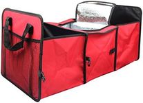 HomDSim Car Trunk Organizer Foldable Multi Compartment Auto Trunk Organizer Car Trunk Storage Bag Oxford Cloth Folding Truck Storage Box with Cooler Bag (Red)