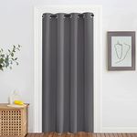 NICETOWN Grey Blackout Curtain & Drape for Doorway - Grommet Privacy Door Curtains Noise Reducing Thermal Insulated Window Treatment for Bedroom/Living Room (1 Panel,W52 x L78)