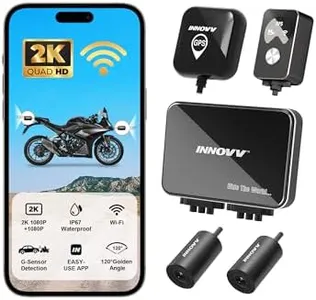INNOVV K7 Motorcycle Dash Cam, 2K + 2K Front and Rear Camera with EIS Anti-Shake, Motorcycle DashCam with 24hr Sentry Mode, Emerg Auto Save GPS, App Connect, IP67 Waterproof, Max Support 512 GB