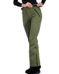 Arctic Quest Womens Softshell Ski Pant - Water-Resistant, Fleece Lined Insulated Winter Hiking Snow Pants, Thyme Olive/Medium