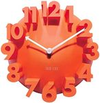 Gigicloud 3D Wall Clock, Modern Digital Clock Modern Round Quartz Clock for Home, Living Room, Kitchen, Bedroom, Office,Contemporary Decor, Orange