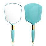 TBWHL Handheld Mirror with Handle, Cute Hand Mirror Makeup Mirror Small Mirror with Hook Hole for Travel Home Bedroom Bathroom (Blue)