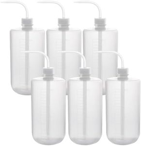 Lainballow 6 Pcs 1000 ml/34 oz Plastic Wash Bottles, Squeeze Tattoo Wash Bottles, Safety Lab Squeeze Bottle,Squirt Bottle with Narrow Mouth for Chemistry Industry Lab Gardening Tattoo Washing Watering