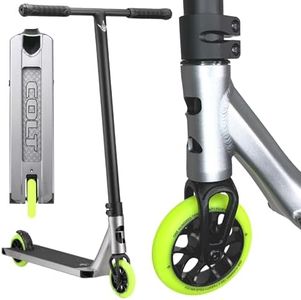 Blunt Colt S6 Complete Trottinette freestyle Hauteur : 84 cm Pour enfants et adultes I Trick I Pédale I Légère (110 mm argent mat/jaune fluo)