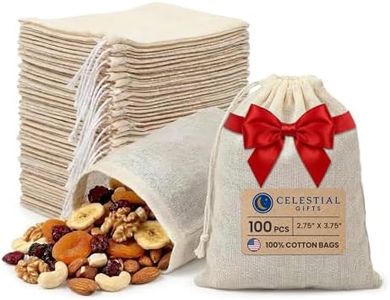 Cotton Muslin Bags 100 Count (2.75 x 3.75 inches) Natural Drawstring, made with 100% cotton in the USA by Celestial Gifts