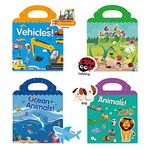 Sticker Books for Kids, Window Clings for Kids Toddlers, Reusable Activity Book Vehicle Insect Ocean Animal for Boys Girls Preschool Educational Travel Toys Birthday Gifts for Kids Toddlers