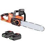 AIVOLT 12 Inch Electric Chainsaw, 40V Lightweight Cordless Chainsaw with Oiler System for Wood Cutting Tree Pruning Branches Trimming, Auto-Tension and Anti-Vibration (2Pcs Batteries)