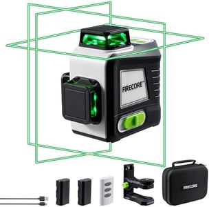 Firecore Laser Level 360 Self Leveling, 3 x 360° Compact Green Line Laser with 3 Brightness Adjustment for Picture Hanging/Construction, 2 Rechargeable Batteries, Remote Control and Magnetic Bracket