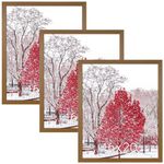 16x20 Frame, 20 x 16 Poster Frame Light Brown, Gallery Picture Frame with Plexiglass for Display Artwork, Modern Vintage 16 by 20 Frame Set for Wedding Brthday Portrait Puzzles Canvas Art Gift 3Pack
