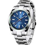 TYBERLEY Men's Elegant 41MM Automatic Mechanical Watch Waterproof Stainless Steel Strap Luminous Casual Business Analog Wristwatch (5176-Electric Blue)