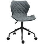 HOMCOM Office Computer Desk Chair, Swivel Task Chair no Arms, Fabric Study Chair with Adjustable Height and Rolling Wheels for Home Work, Grey