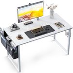 ODK Computer Desk 100 x 48 cm, Small Office Desk for Home Office with Storage Bag, Writing Study Desk for Small Spaces, PC Desks and Workstations, Easy Assembly, White