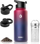 32 oz Tea Infuser Bottle, Tea Thermos, Tea Tumbler with Infuser, Insulated Tea Travel Mug with 3 Lids, Tea Infuser Travel Mug… (32 oz, Red Purple)