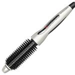 MIRACOMB Hair Curler Straightening Brush Ceramic Tourmaline Cool Touch PRO Multi Styler with 5 Heat Adjustments 1.25 Inch Barrel Auto Shut off White (Enhanced)