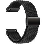 AGUPERFIT Watch Bands 22mm, Braided Loop Nylon Watch Straps Stretchy Replacement Watch Bracelet with Adjustable Magnetic Buckle for Smartwatch/Wristwatch Men Women (22mm, Black)