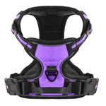 Belababy Dog Harness Small Dog, Dog Harness No Pull Adjustable Soft Padded Dog Harness with Easy Control Handle, Reflective Front Clip Dog Harness, Purple S