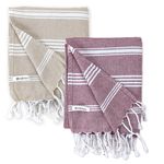 IndiHaus - Premium Large Cotton Towels For Bath (150Cm X 85Cm)|Soft,Absorbent And Comfortable Towels For Bath Large Size|Quick Dry Gym,Travel&Bath Towel [Serene Beige&Earthy Crimson,Set Of 2],250 TC