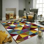 Online Bedding Store. New Bold & Beautiful Multi Bright Colour Carved Floor Rugs in Choice of Design and Colour Small- Large …(Geometric Triangle, 120cm x170cm)