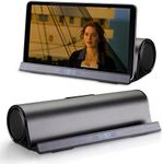 SHENYUN Wireless Bluetooth Speakers, Portable Phone Tablet Stand Holder Speaker, Dual Drivers Bass Stereo Dock Speaker for iPad, Phone, Outdoor, Travel, Home Party (Black)