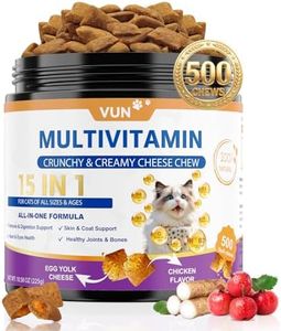 Cats Multivitamins Chews,15 in 1 Crunchy&Creamy Vitamin Supplement for Cat Immune,Digestive,Skin&Coat,Joint,Heart & Brain with Taurine,Fish Oil,DL-Methionine,Probiotics of All Breeds Ages,500 Counts