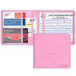 Wisdompro Car Registration and Insurance Documents Holder - Premium PU Leather Vehicle Glove Box Paperwork Wallet Case Organizer for ID, Driver's License, Key Contact Information Cards - Pink