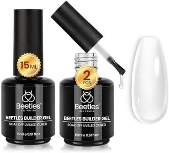 Beetles Gel Polish 7 in 1 Clear Builder Nail Gel Set, 2Pcs 15ml Building Gel for Nail Apex Brush in Strengthener Hard Gel Extension Nail Gel in a Bottle, Led Nail Lamp Gel Rhinestone Nail Glue Gel