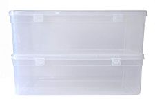 Feliz Clear Plastic Extra Large Storage Boxes Size 19x13x5.75 inches - Set of 2