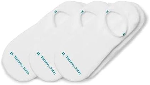 Tommy John Men's Cushioned No Show Sock, 3-Pack, White, S/M