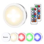 Bawoo Under Cabinet LED Lights, RGB Wireless Cupboard Lights Puck Lighting 4000K Dimmable Battery Powered with Remote Control for Kitchen Closet, 6 Pack