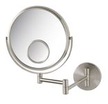 Jerdon JP7510N 8-Inch Two-Sided Swivel Wall Mount Mirror with 10x and 15x Magnification, 13.5-Inch Extension, Nickel Finish