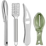 Fantasyon 4 Pieces Fish Scales Remover, Stainless Steel Kitchen Fish Scaler Fish Skin Graters Cleaning Peeler Scaler Scraper with Bottle Opener for Kitchen Fish Scales Skin Removing Peeling Tools