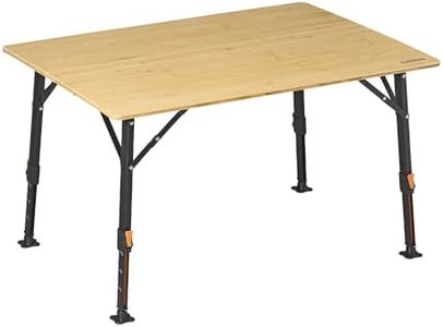 Campout Table de Camping - 100 x 72 x 70 cm - Jardin Pliable - Camping Pliable - Table Pliante - Hauteur réglable - Poignée Incluse - Bambou