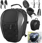 EYPINS Motorcycle Helmet Backpack, 900D Oxford Waterproof Helmet Bag, 43x29x30cm Large Capacity Luggage Backpack with Reflective Stripes Security for Motorbike (Black+Silver)