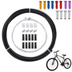 Universal Brake Cables Bike Kit, 4 Pcs Inner Brake Cable, Bike Repair Kit with 2.5m Housing Cable and Cable Wire Cap, Bicycle Replacement Set for Road Bike, Mountain Bike (Black)