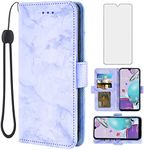 Asuwish Compatible with LG Aristo 5/K31/Fortune 3/Phoenix 5/K8x/Tribute Monarch/Risio 4 Case and Tempered Glass Screen Protector Marble Wallet Phone Covers for LGK31 Rebel K 31 Aristo5 Plus 5+ Purple