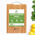 Rusabl Bamboo Wooden Chopping Board (30 X 20 cms, 1.8 cm Thickness, Small) Comes with Metal Handle, Vegetable Cutting Board for Kitchen Items, BPA Free, Eco-Friendly, Anti-Microbial